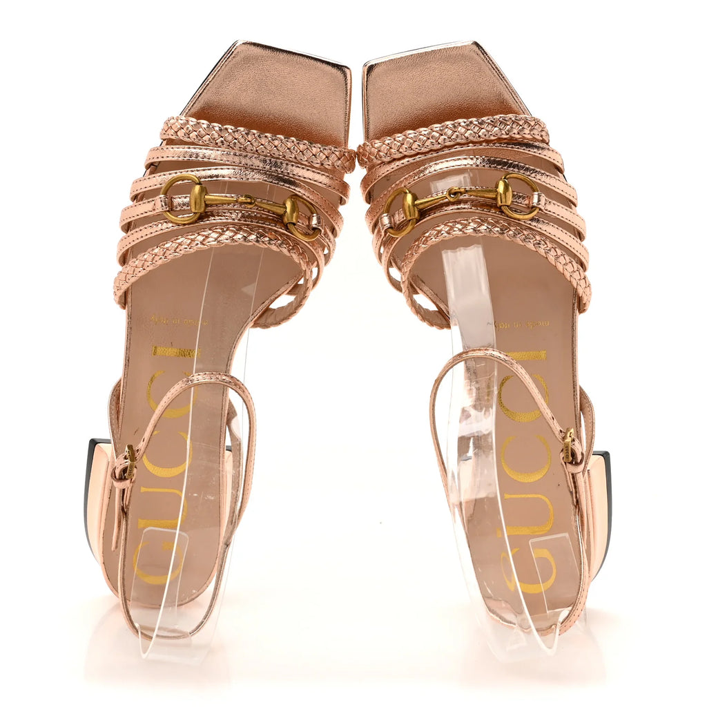 Gucci Metallic Rose Gold Horsebit Sandals