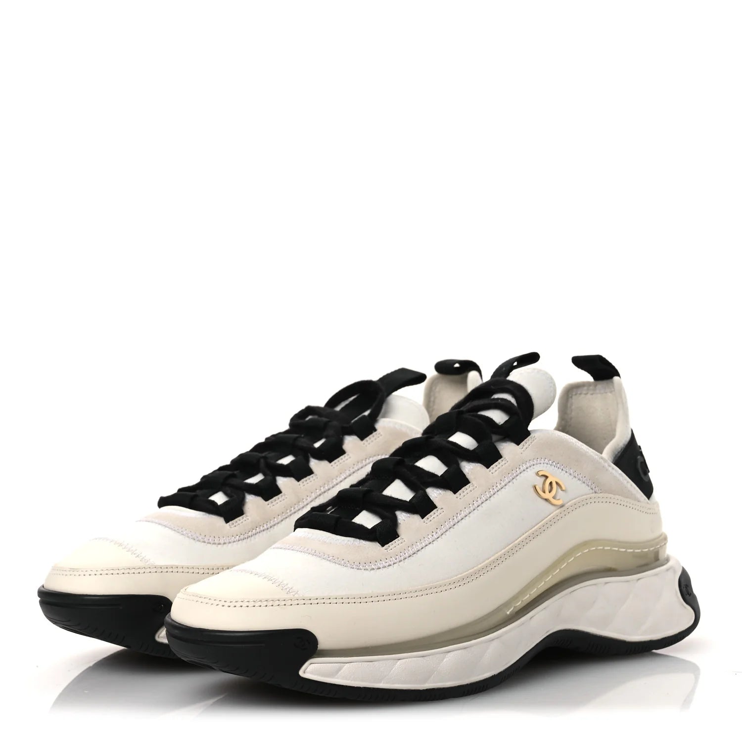 Chanel White Leather Mesh Sneakers