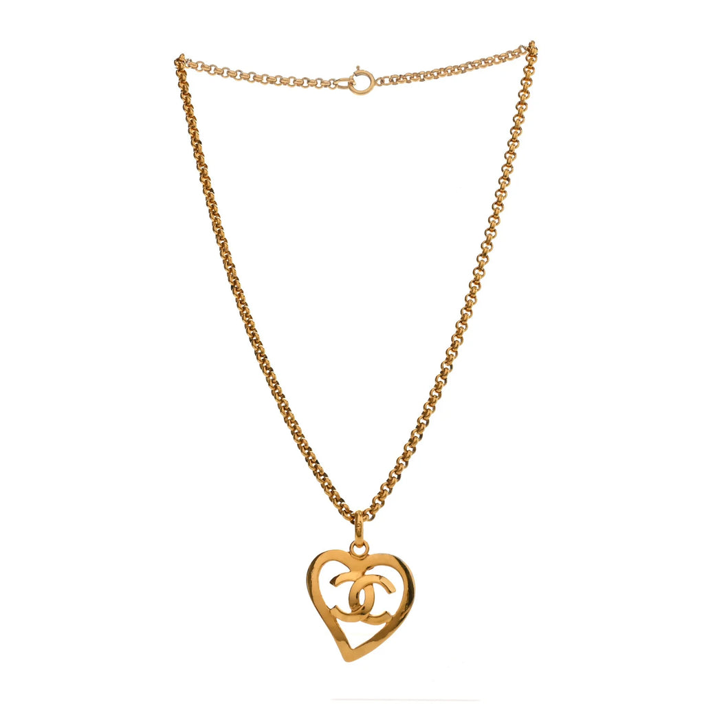 Chanel Gold CC Heart Necklace