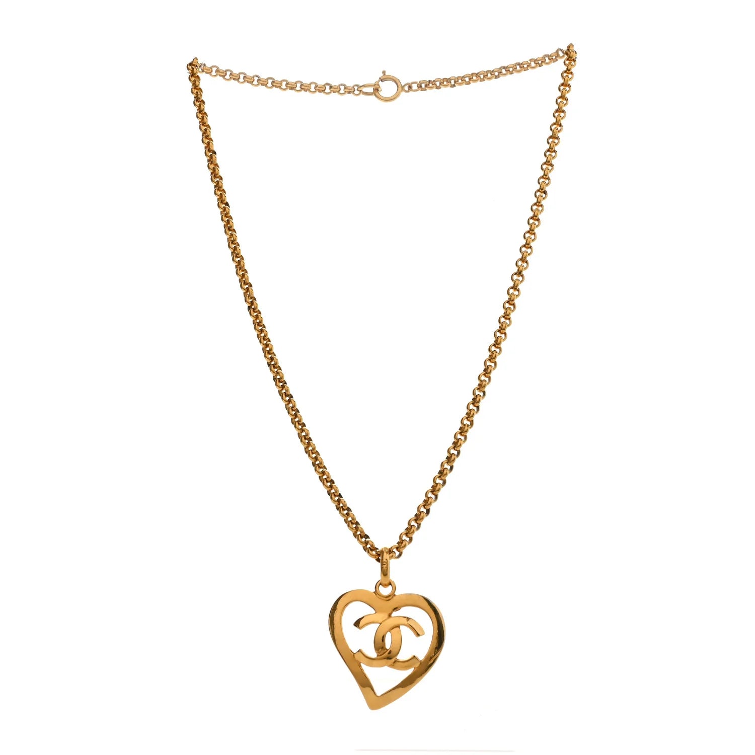 Chanel Gold CC Heart Necklace