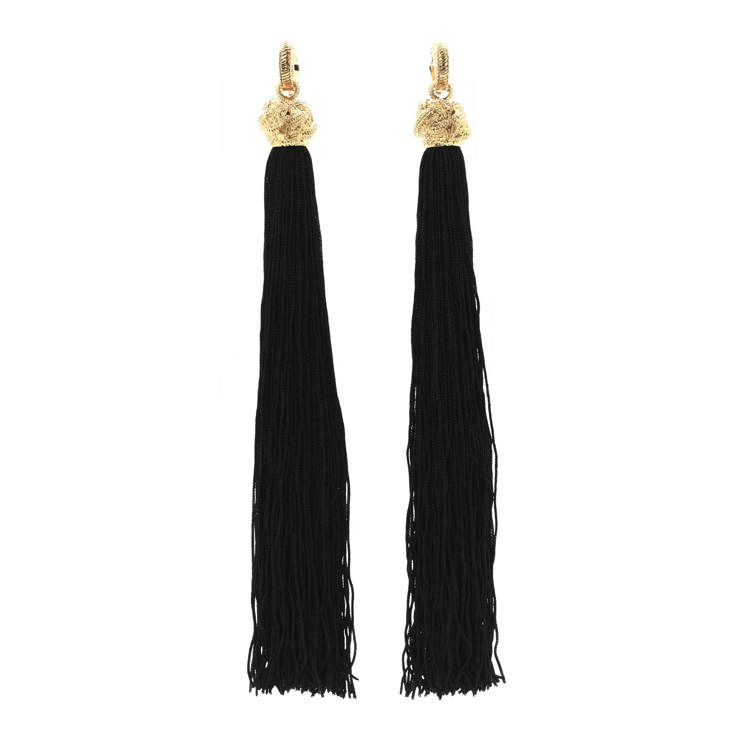 Saint Laurent Black Tassel Earrings