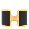Hermes Black Leather Gold Cuff