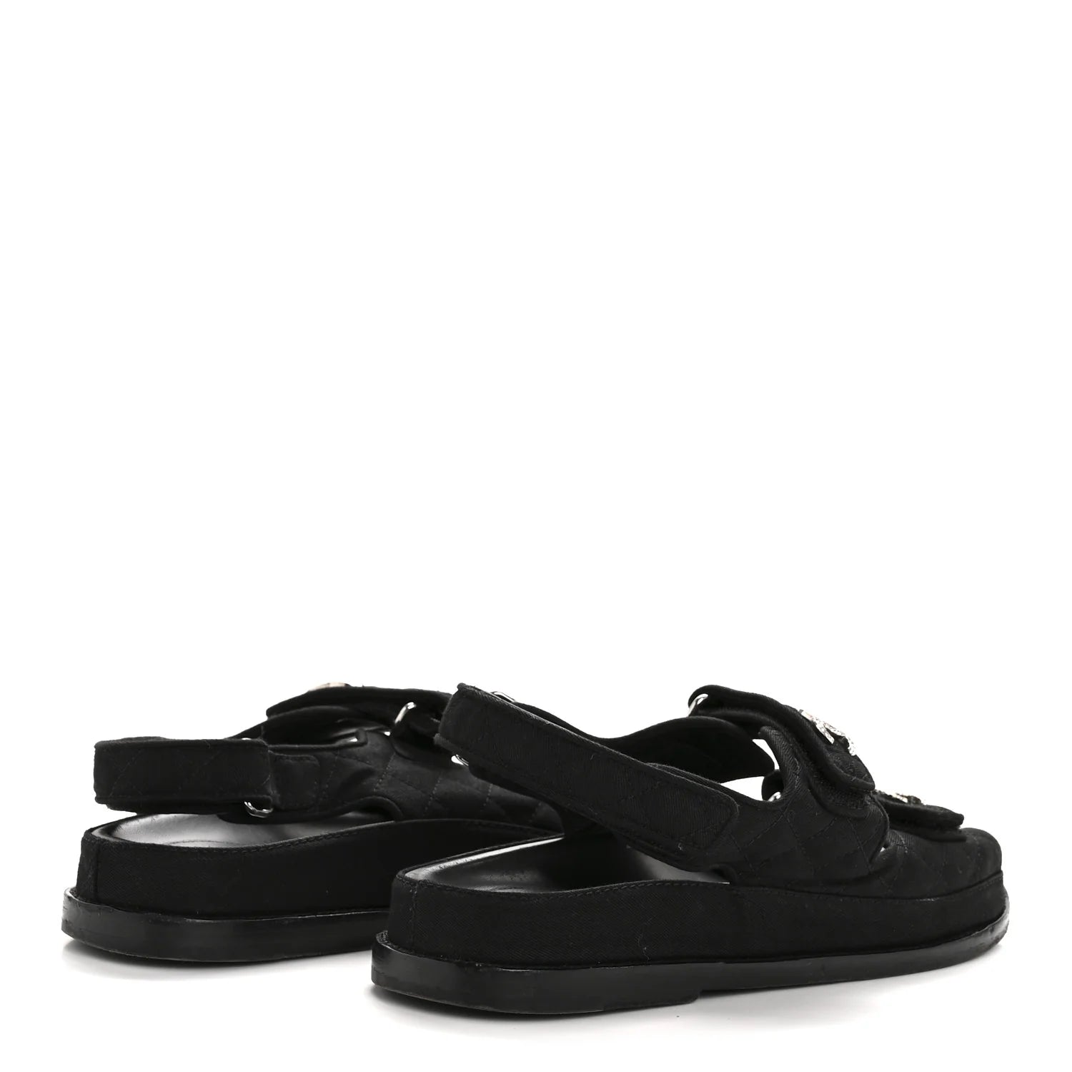 Chanel Black Quilted Fabric Sandals