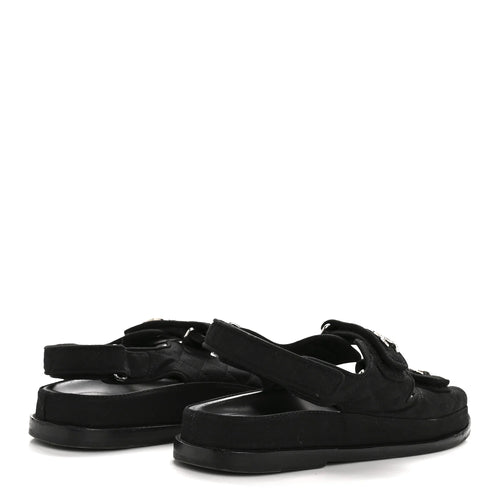 Chanel Black Quilted Fabric Sandals