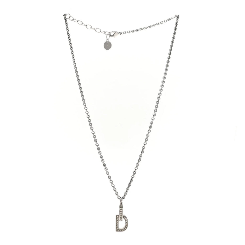 Dior Silver Crystal "D" Necklace