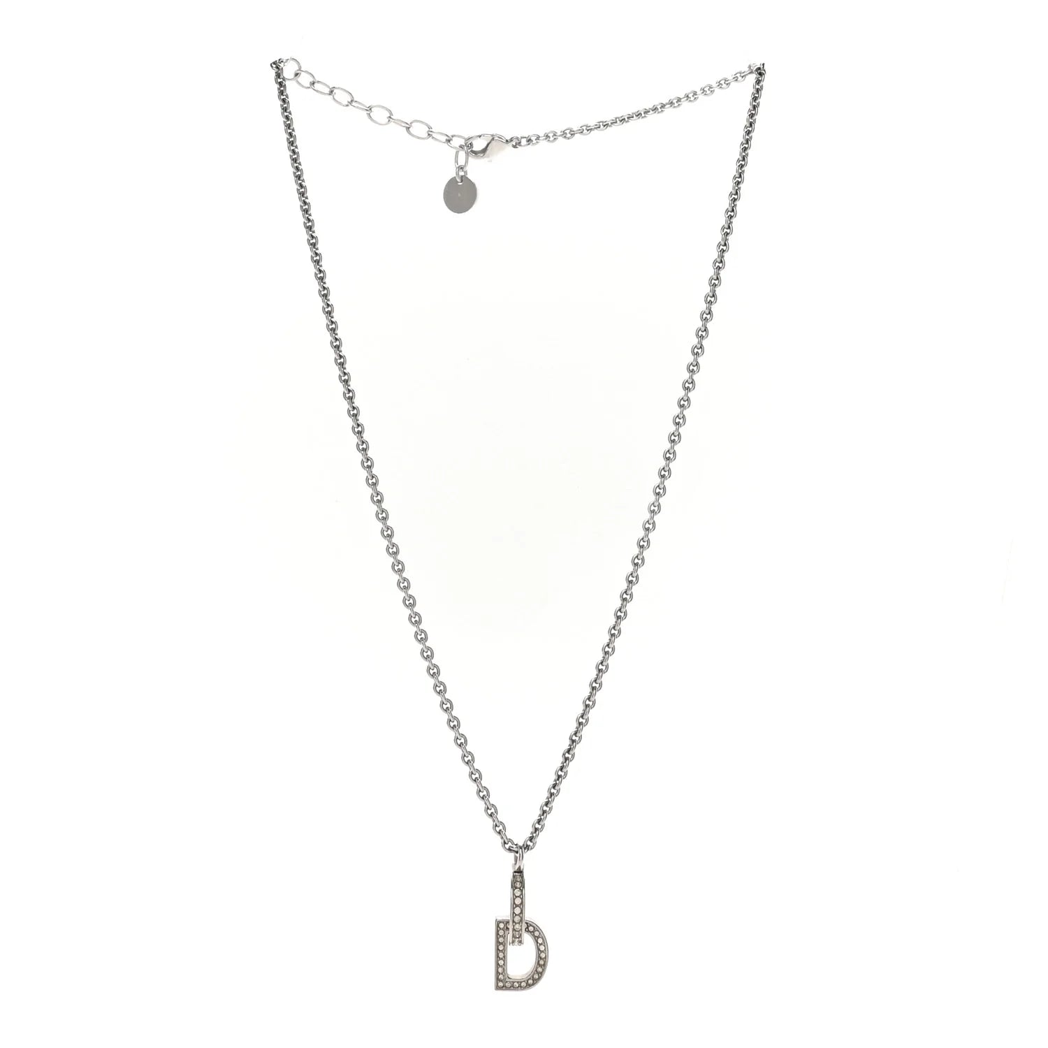Dior Silver Crystal "D" Necklace