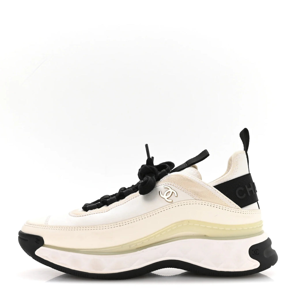 Chanel White Leather Mesh Sneakers