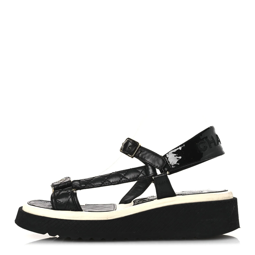 Chanel Black Quilted Platform Sandals