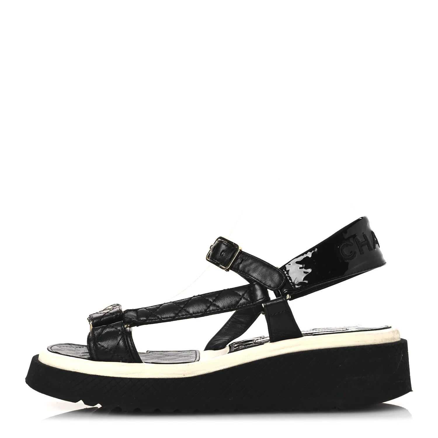 Chanel Black Quilted Platform Sandals