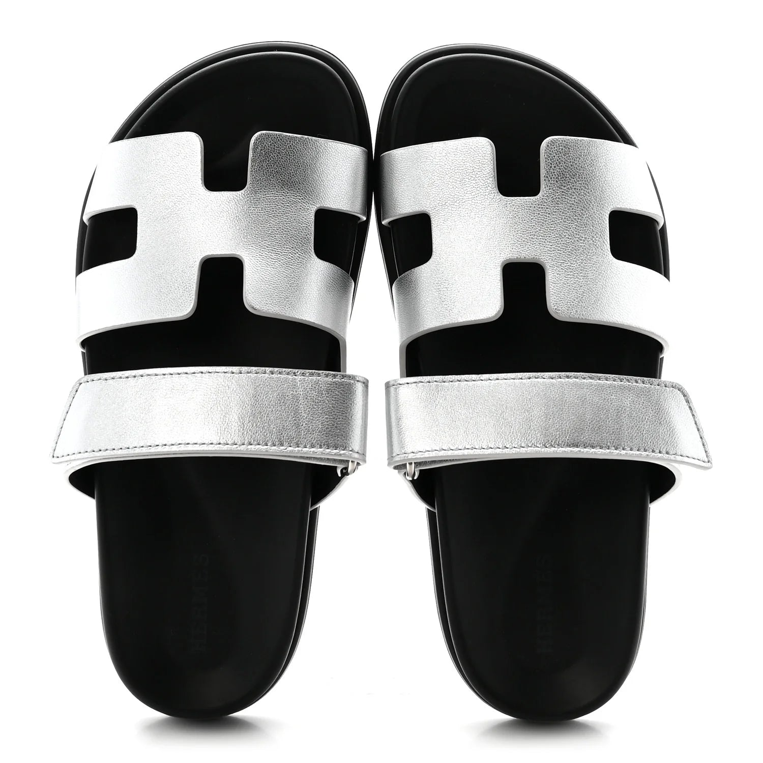 Hermes Metallic Silver Chypre Sandals
