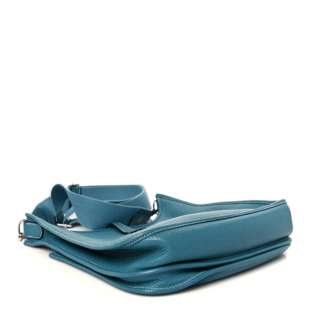 Hermes Blue Grained Leather Evelyne