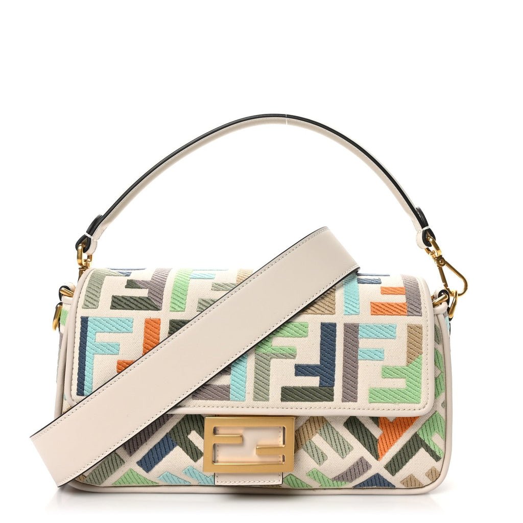 Fendi Multicolor FF Embroidery Baguette