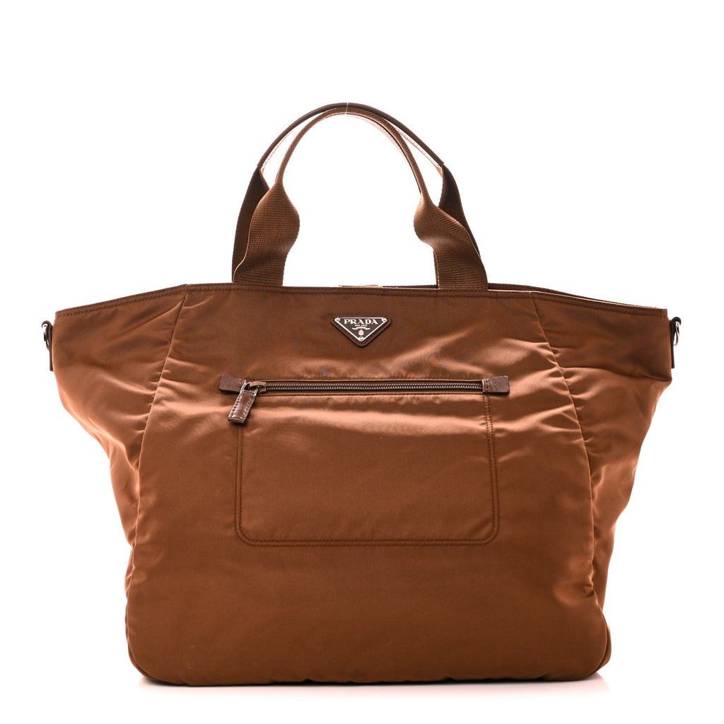 Prada Brown Nylon Zip Tote