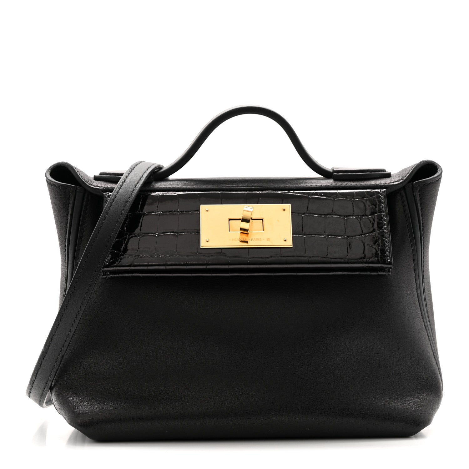Hermes Black Croc 24/24 Bag