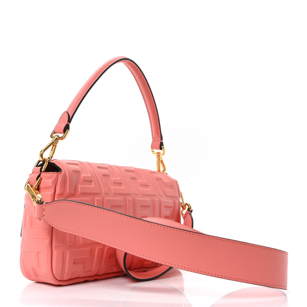 Fendi Pink Embossed Leather Baguette