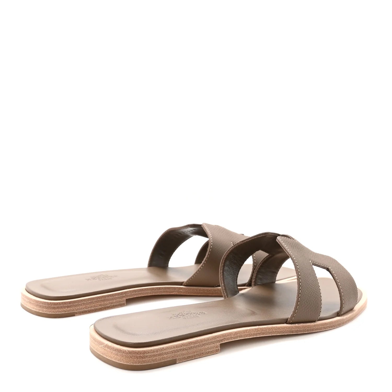 Hermes Etoupe Leather Oran Sandals