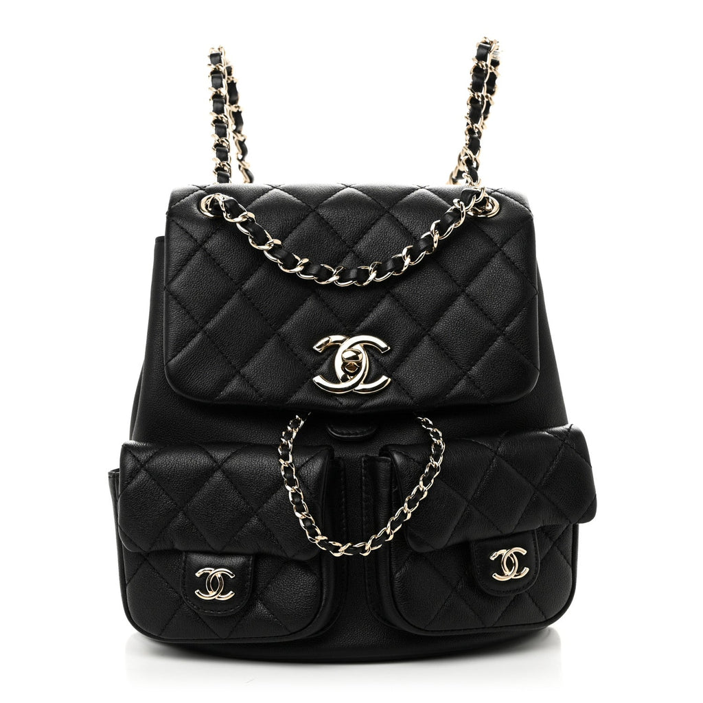 Chanel Black Quilted Leather Backpack