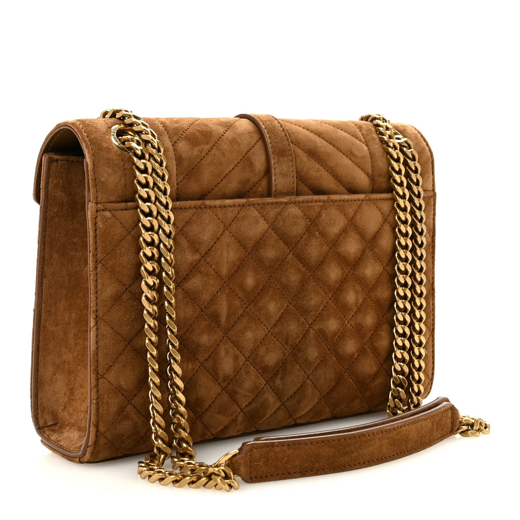Saint Laurent Brown Suede Quilted Bag