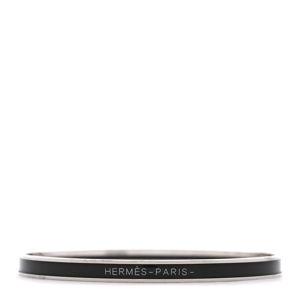 Hermes Silver Black Enamel Bracelet