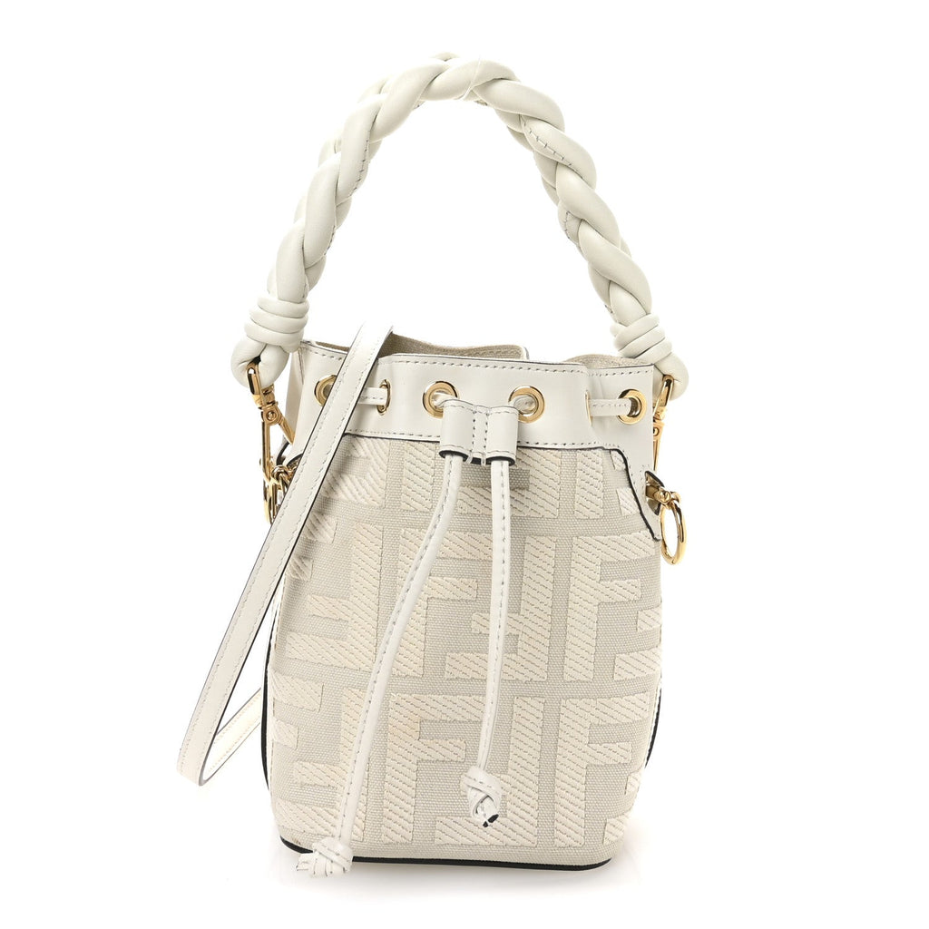 Fendi White Monogram Mini Bucket