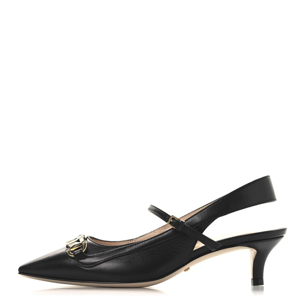 Gucci Black Leather Slingback Pumps