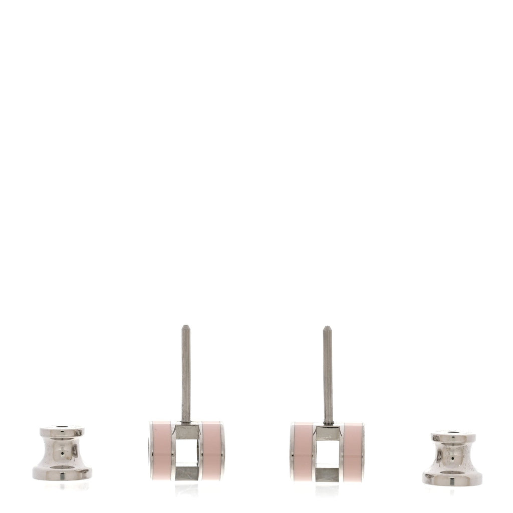 Hermes Silver Pink Enamel Earring