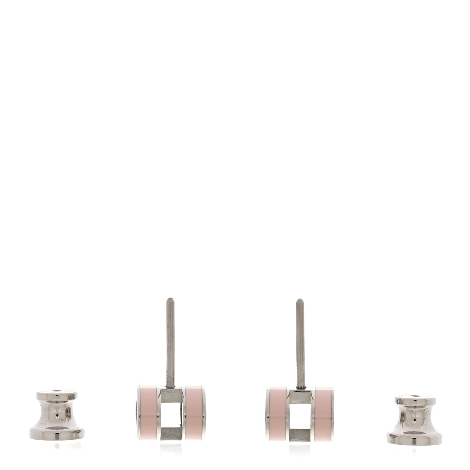Hermes Silver Pink Enamel Earring