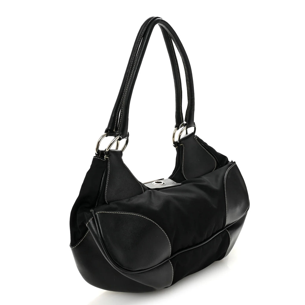 Prada Black Nylon Leather Shoulder Bag