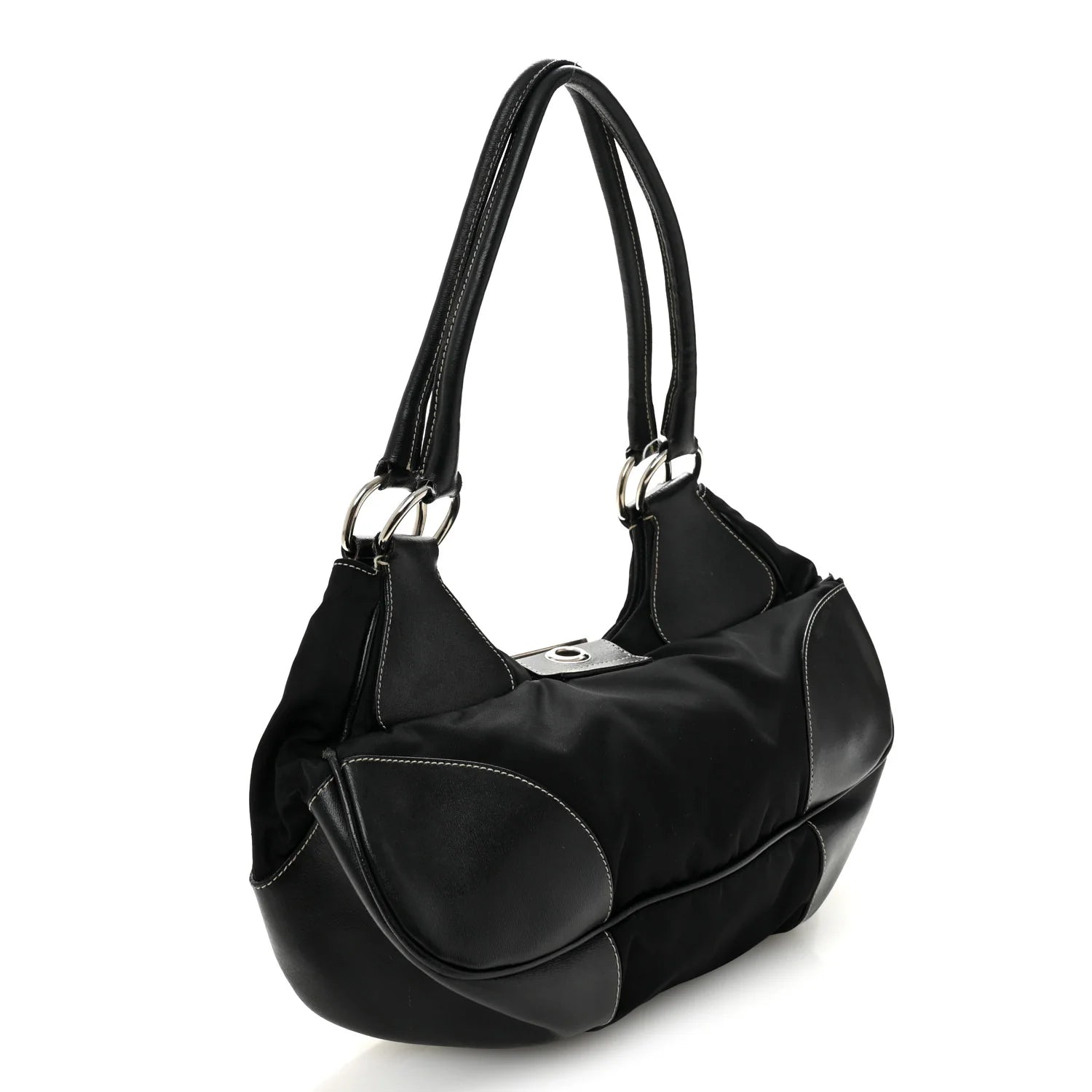 Prada Black Nylon Leather Shoulder Bag