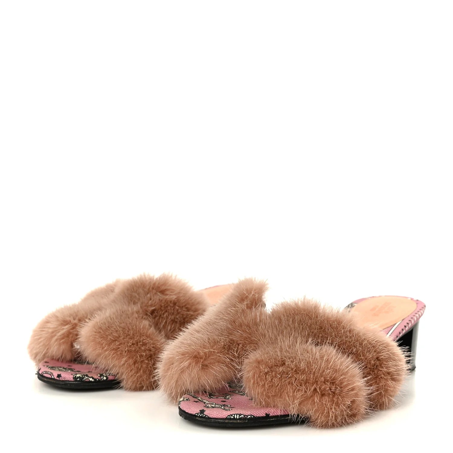 Gucci Pink Mink Fur Mules