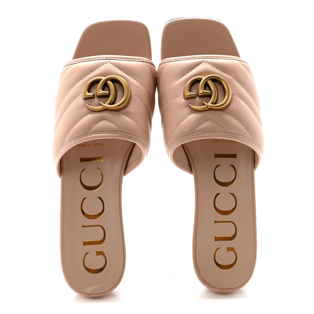 Gucci Pink Quilted Leather Slides