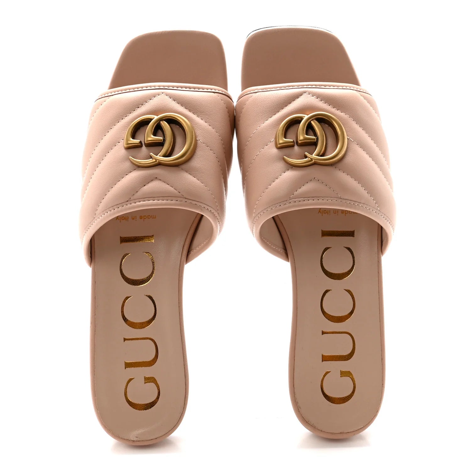 Gucci Pink Quilted Leather Slides