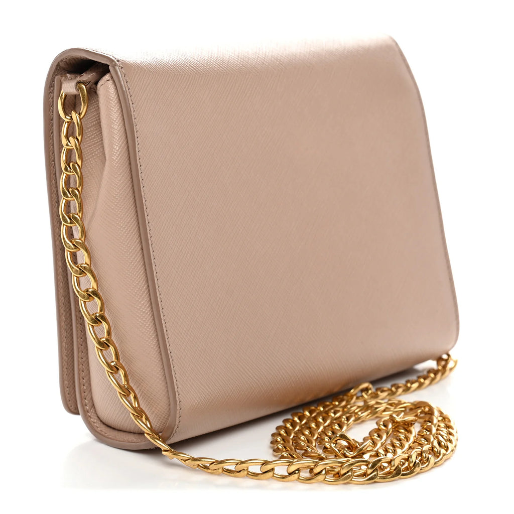 Prada Beige Saffiano Chain Bag