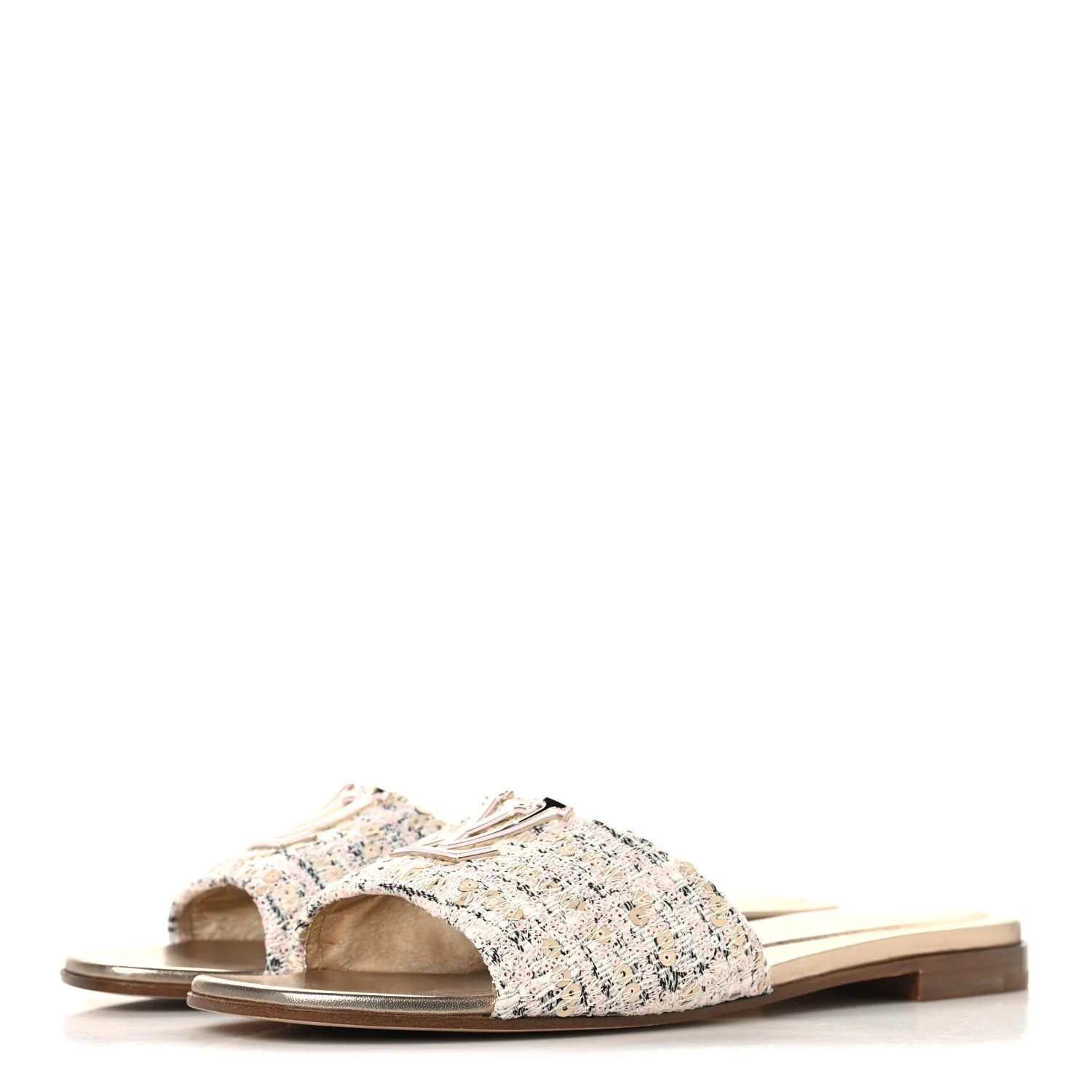 Louis Vuitton Pink Tweed Slides