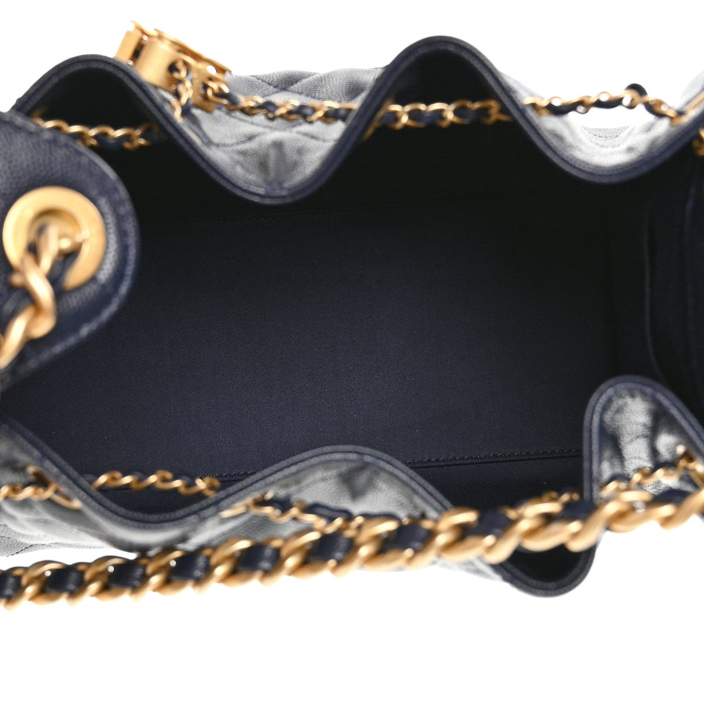 Chanel Navy Quilted Bucket Bag