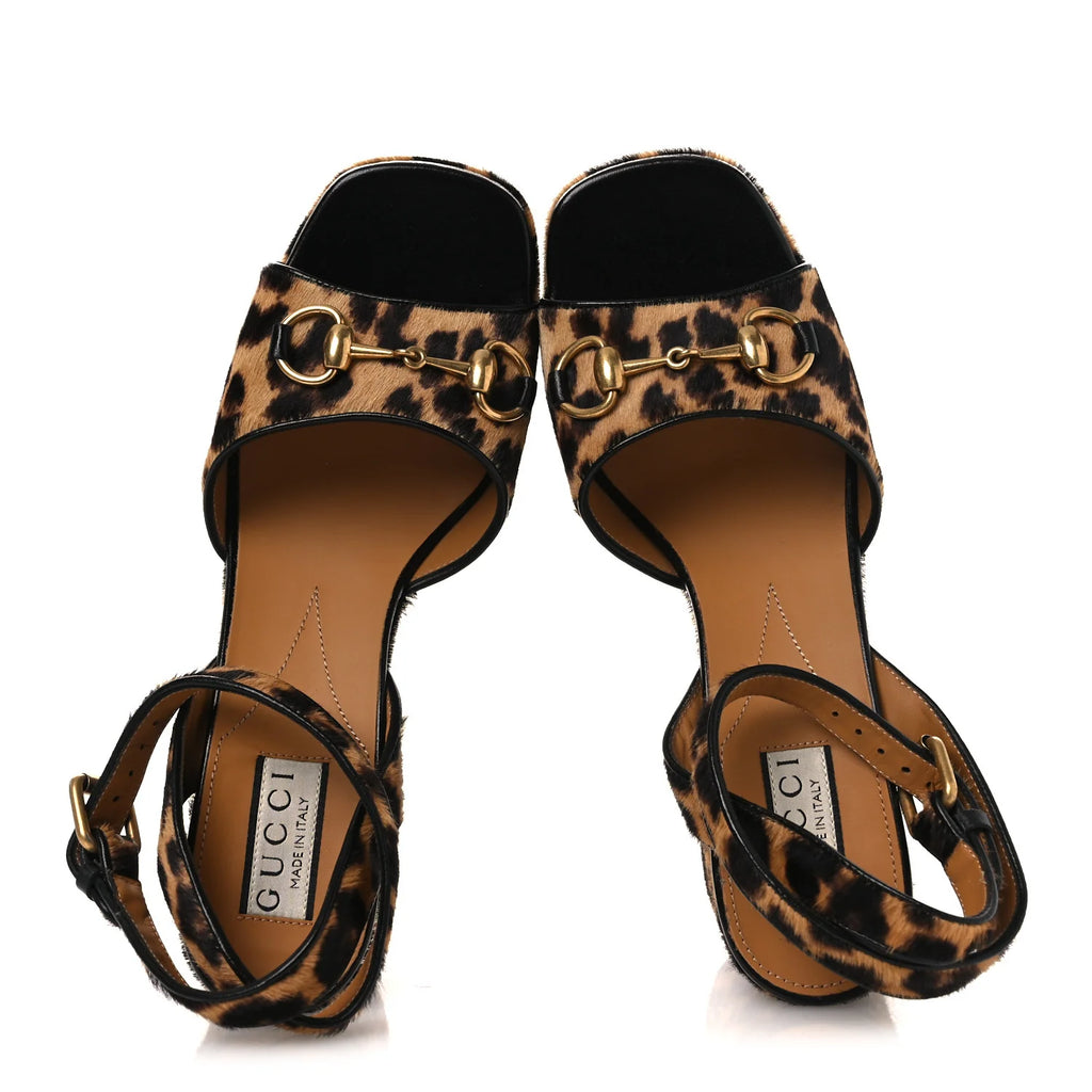 Gucci Leopard Calf Hair Sandals