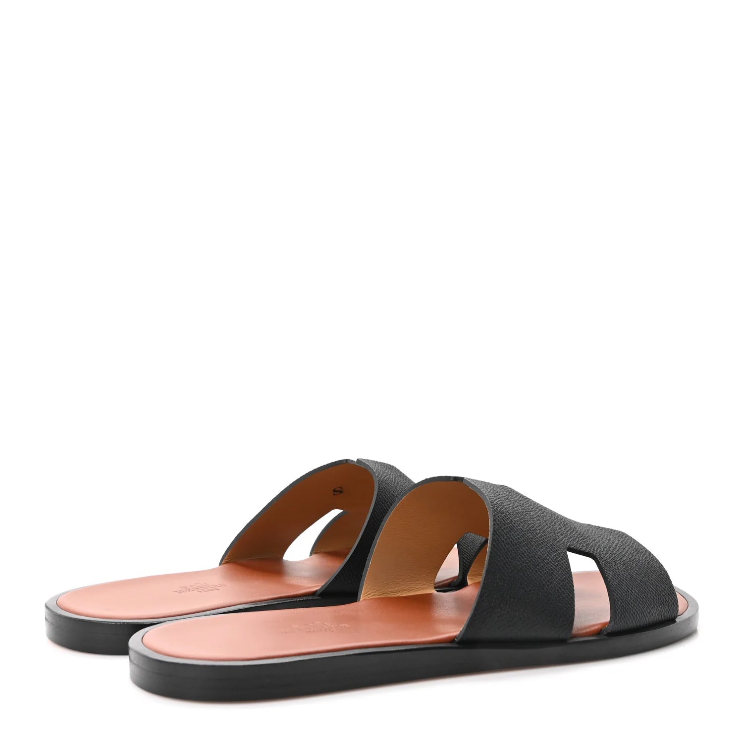 Hermes Black Grained Oran Sandals