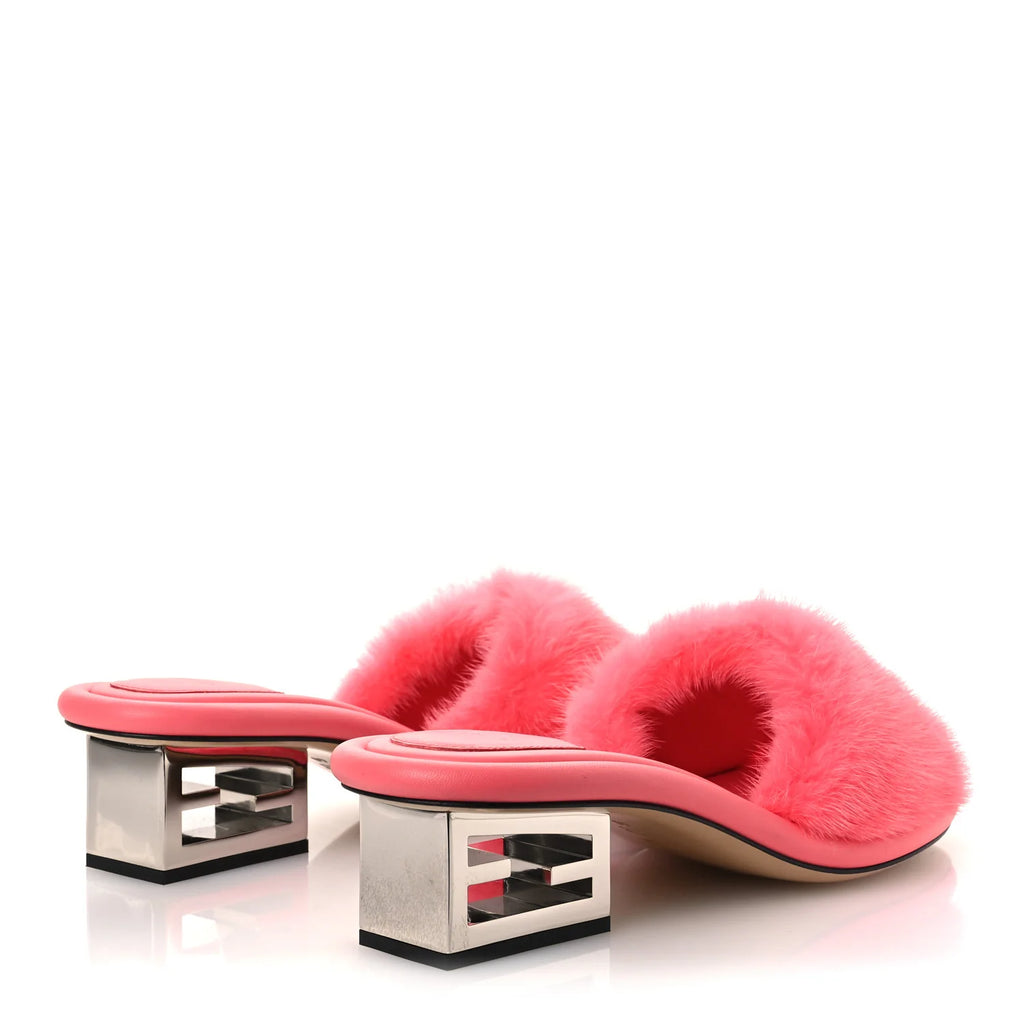 Fendi Pink Mink Fur Mules