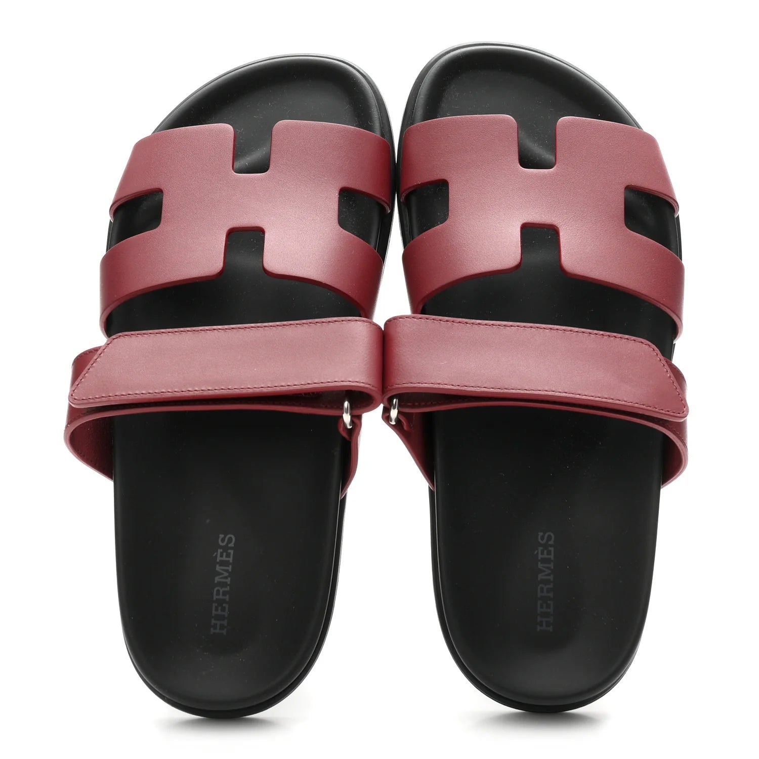 Hermes Burgundy Leather Chypre Sandals