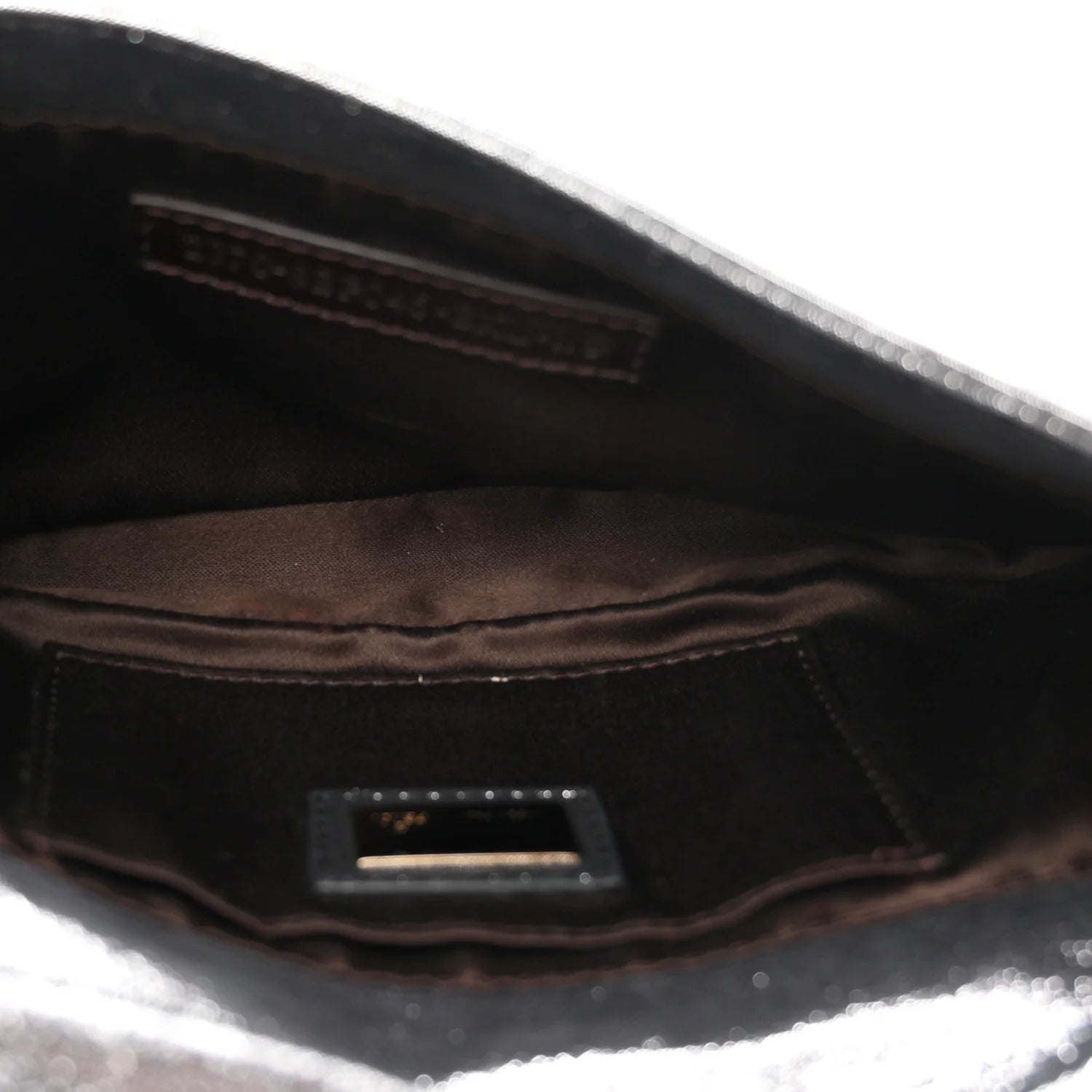 Fendi Metallic Pewter Logo Baguette