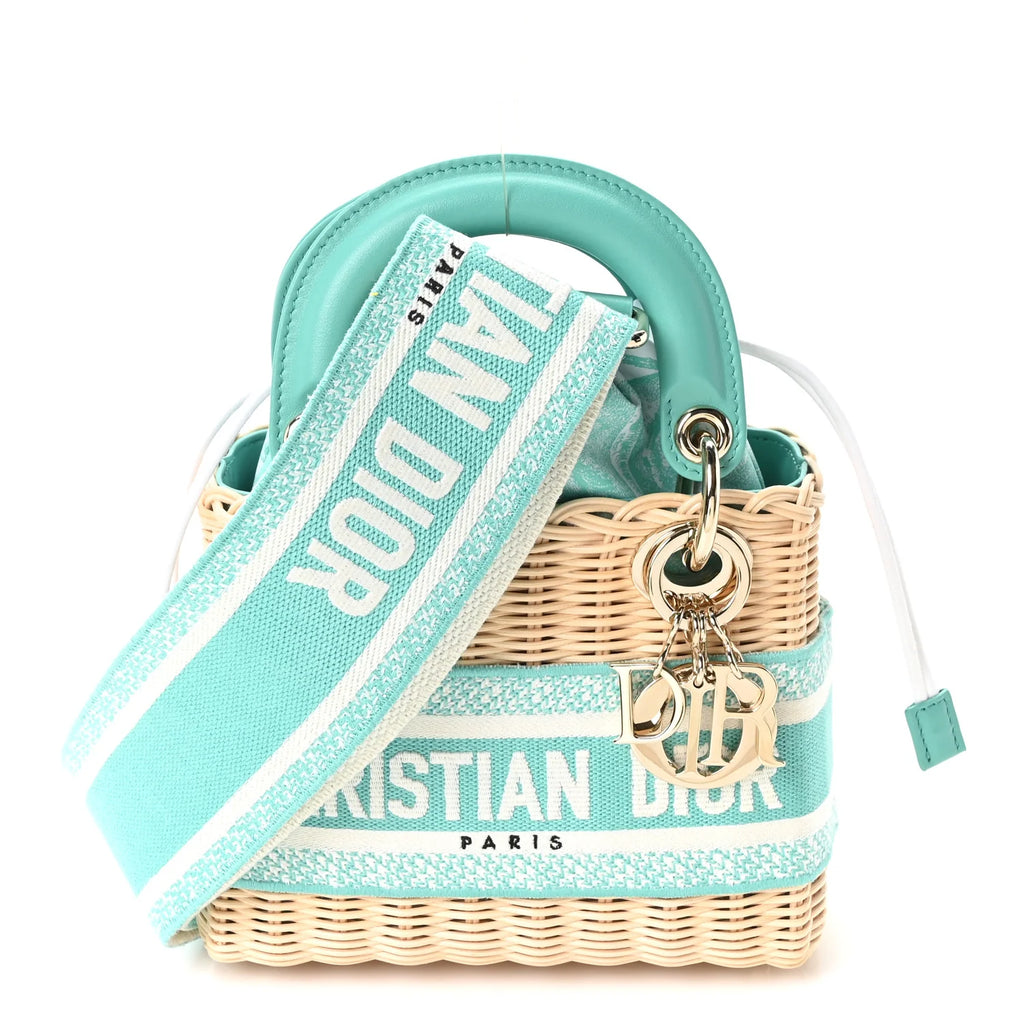 Dior Teal Wicker Basket Bag