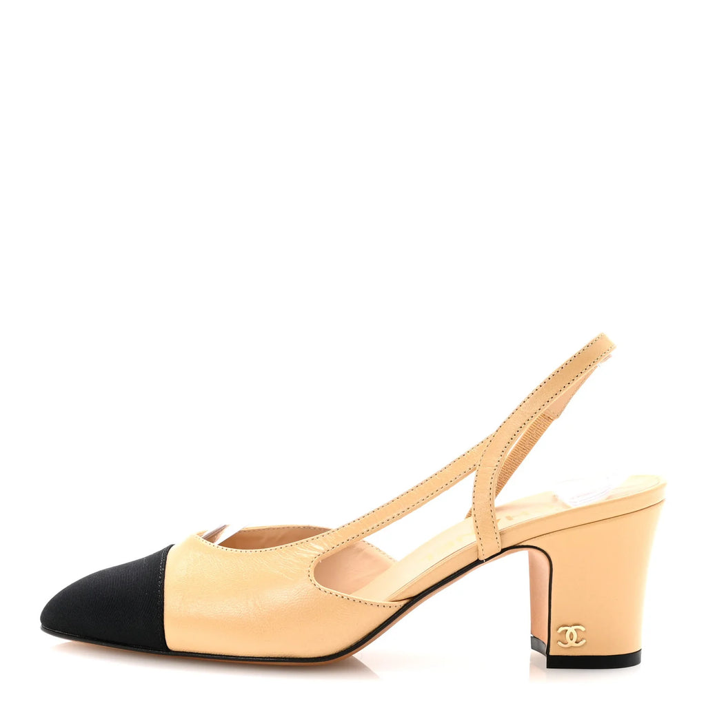 Chanel Two-Tone Slingback Block Pumps