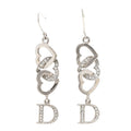 Dior Silver Crystal Heart Earrings