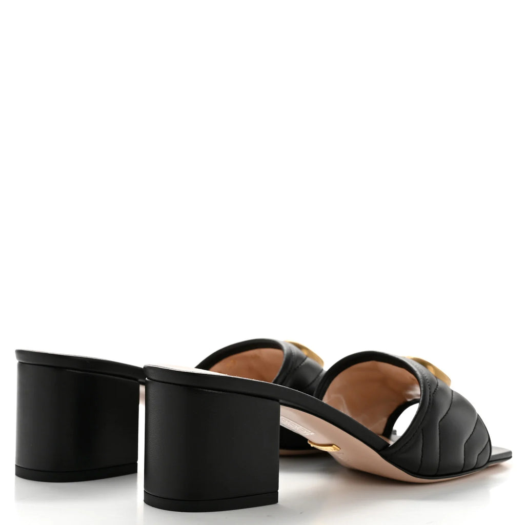 Gucci Black Quilted Leather Mules
