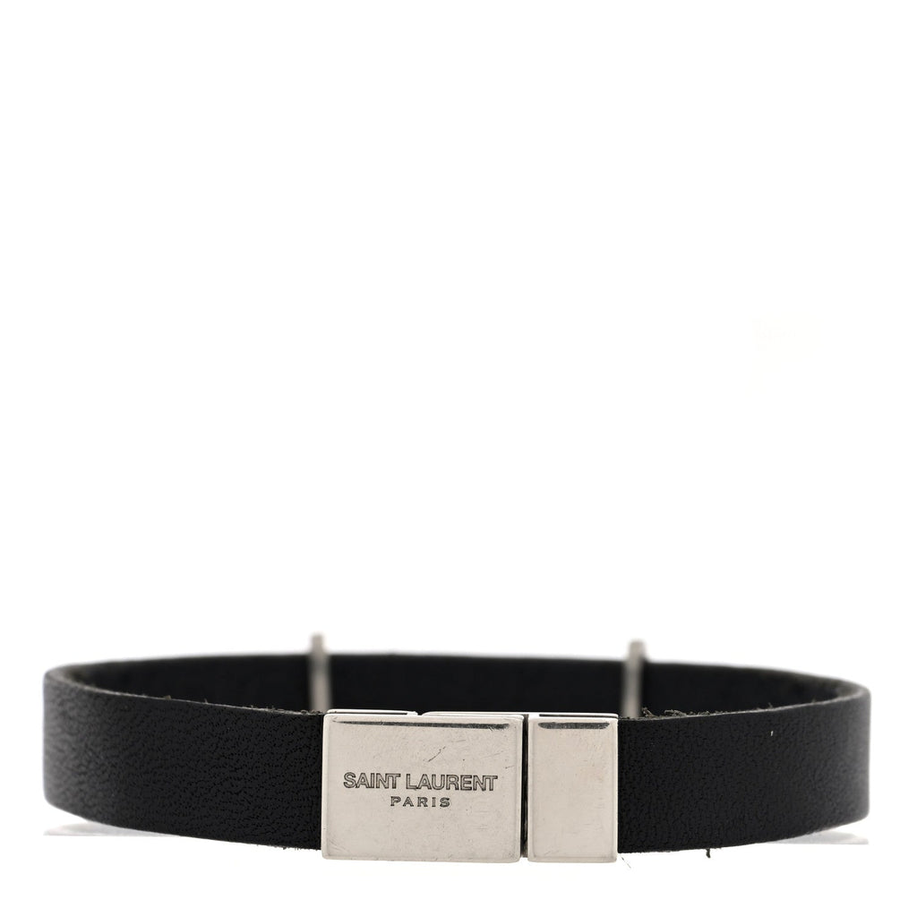 Saint Laurent Black Leather YSL Bracelet