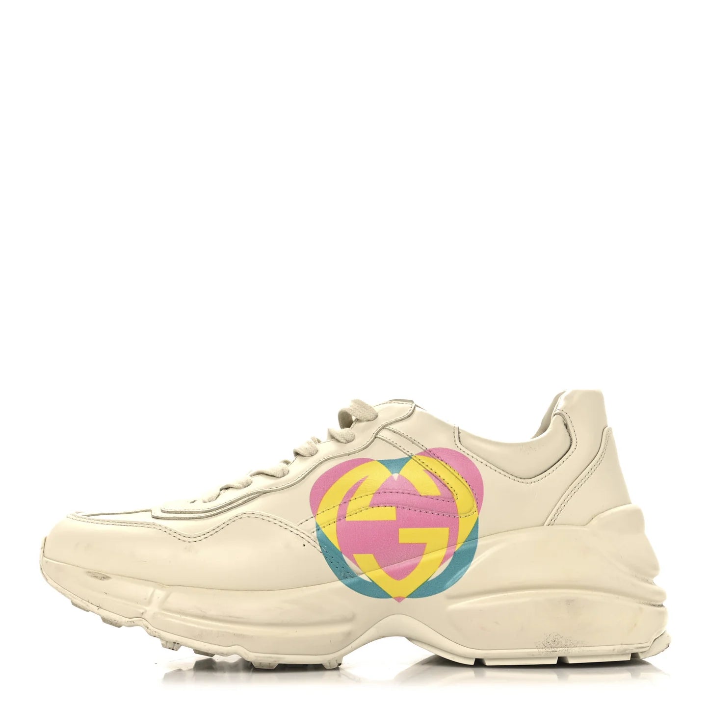 Gucci Ivory Leather Rhyton Sneakers