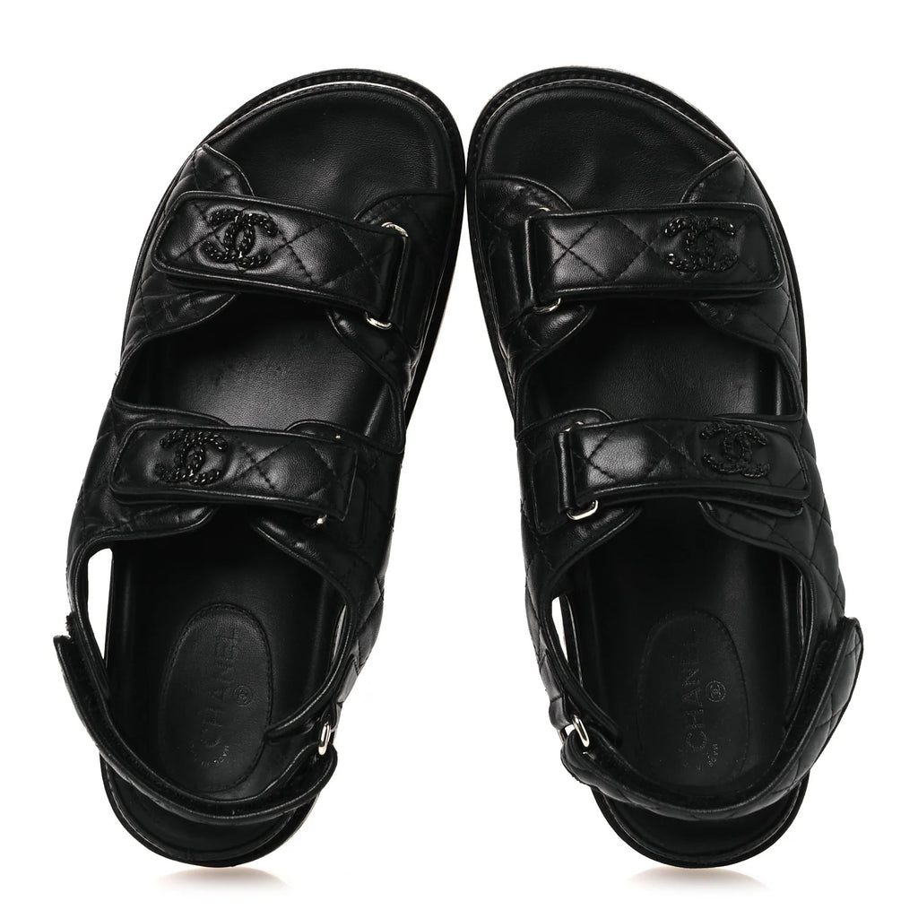 Chanel Black Quilted Leather Sandals