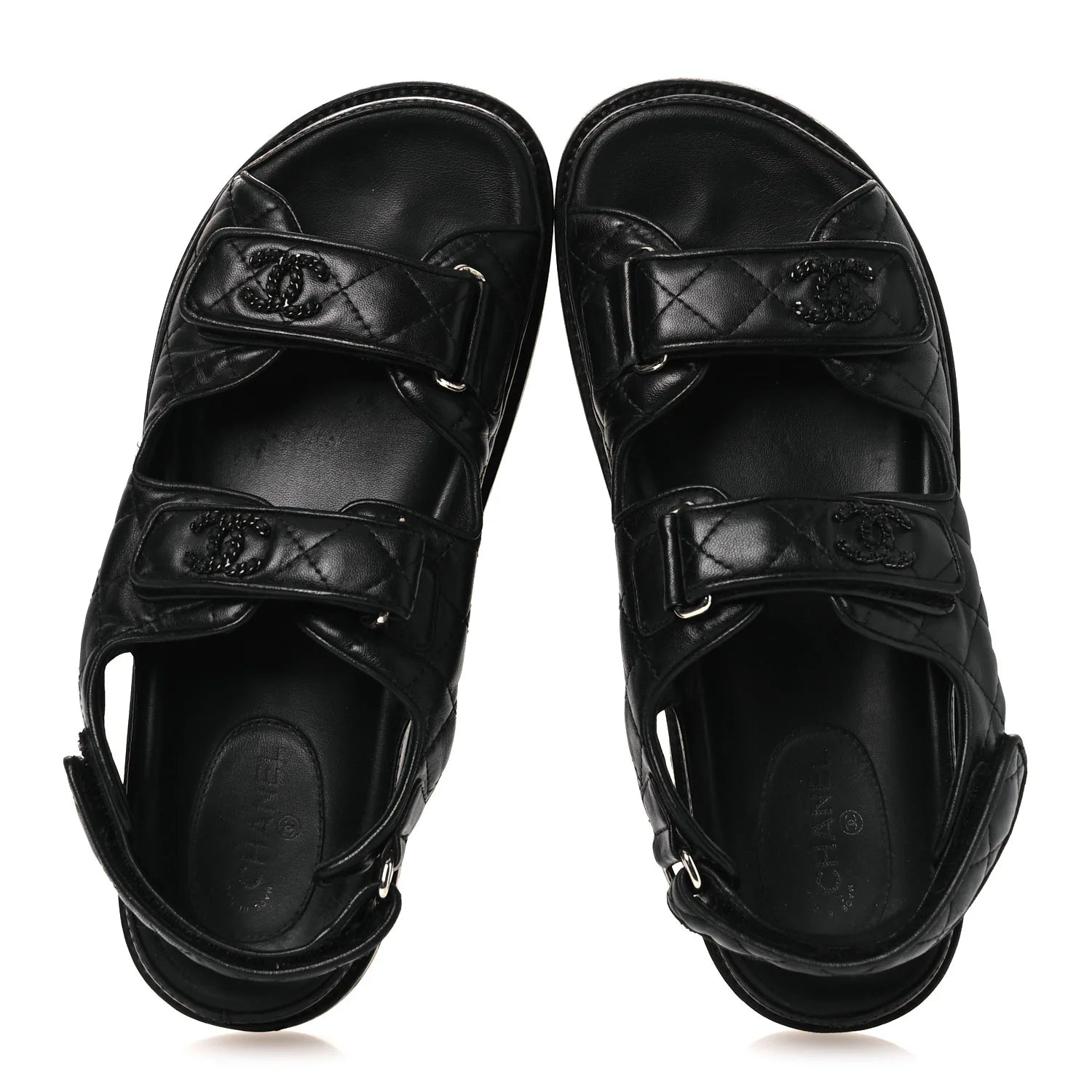 Chanel Black Quilted Leather Sandals