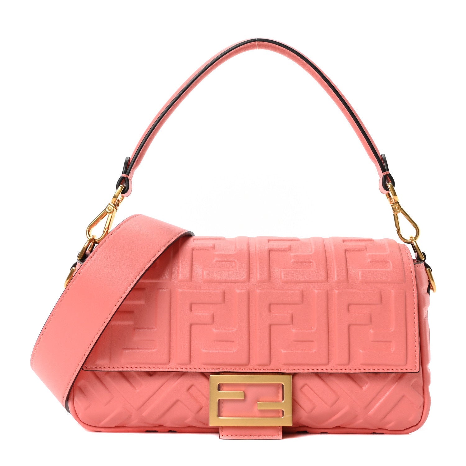 Fendi Pink Embossed Leather Baguette