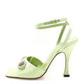 Gucci Green Satin Crystal Sandals